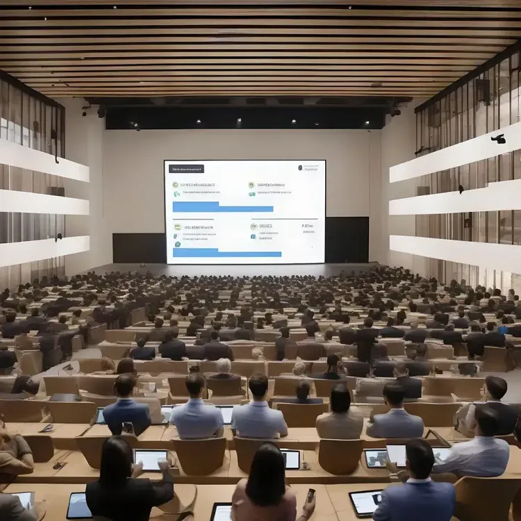 Full conference room during a talk